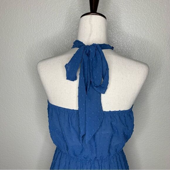NWT Pretty Garden Blue Halter Tiered Maxi Dress - Picture 9 of 13